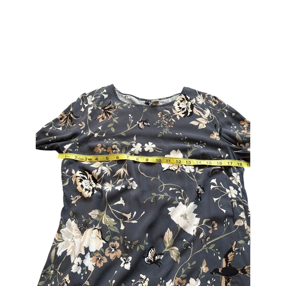 Old Navy Women's Dress Small Blue Floral Bird Print Rayon Bell Sleeve Shift Boho - Picture 4 of 8